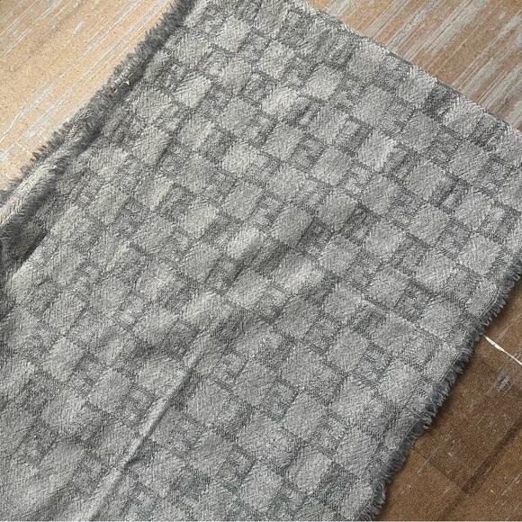 Vintage Fendi Wool Monogram Scarf Classic Preppy Minimalist Designer Gray - Picture 6 of 6